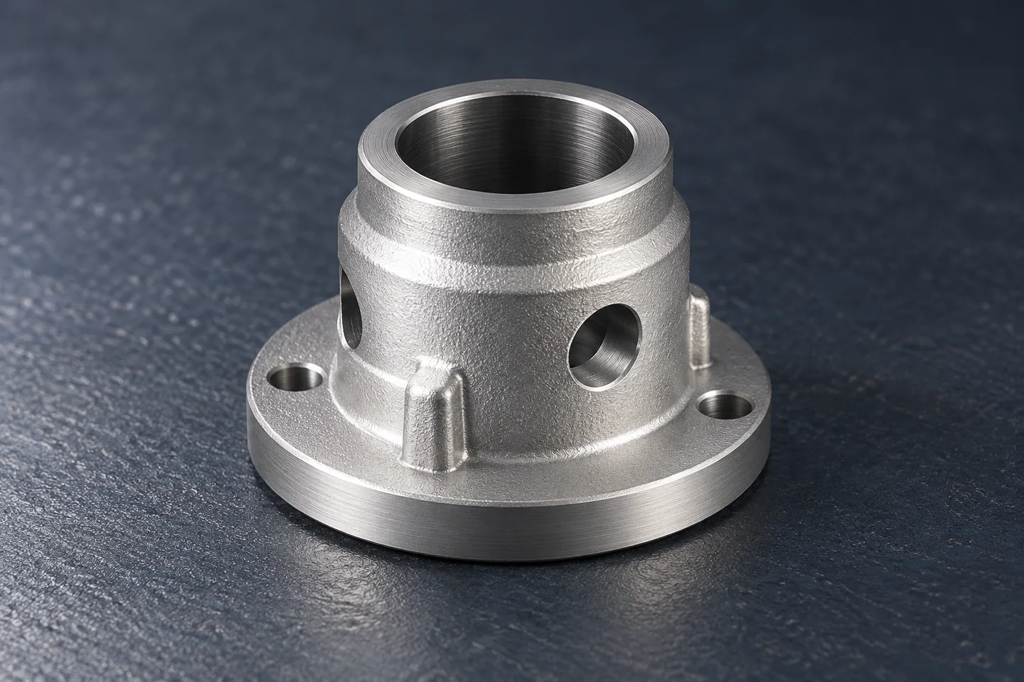 Circular body with separate bore and flange contacts.
