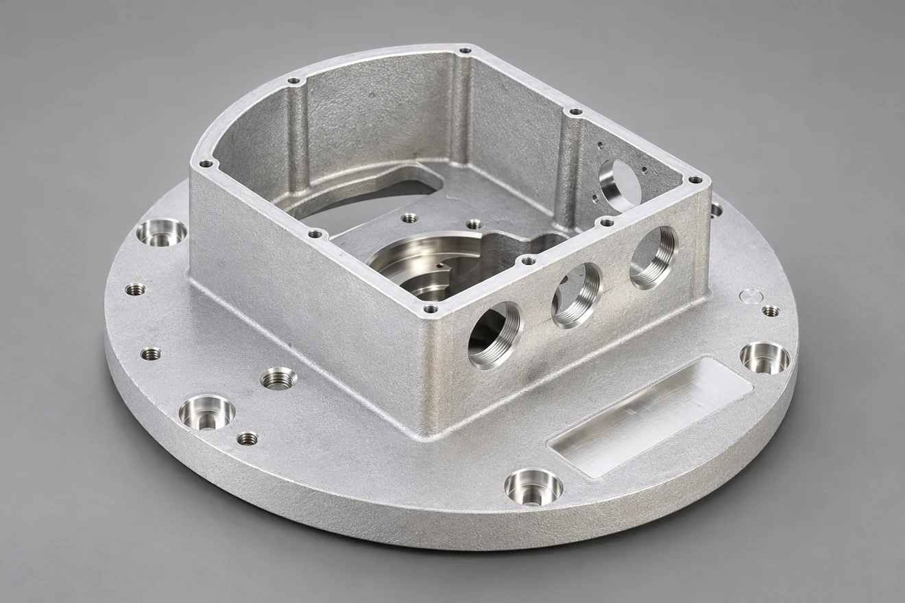 An open flanged housing separates the near-net body from finished contacts.