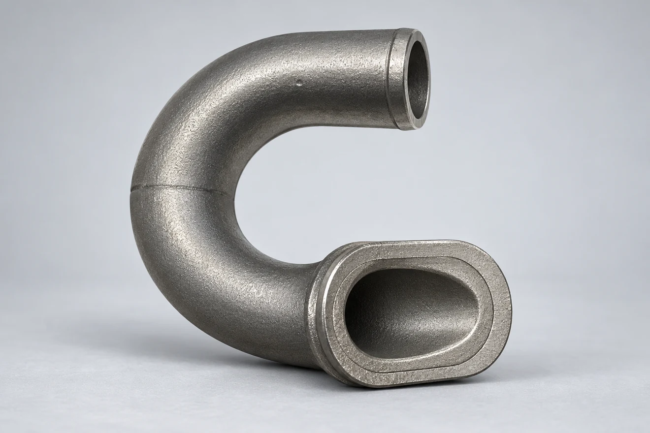 Hollow swept elbow showing a separate curved passage.