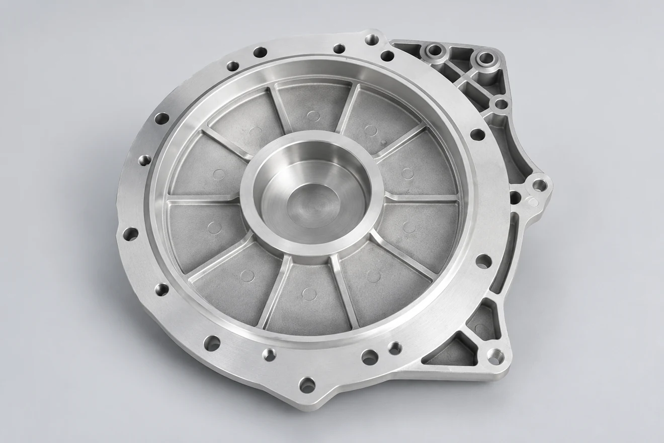 Ribbed circular cover with a different centre and fixing arrangement.
