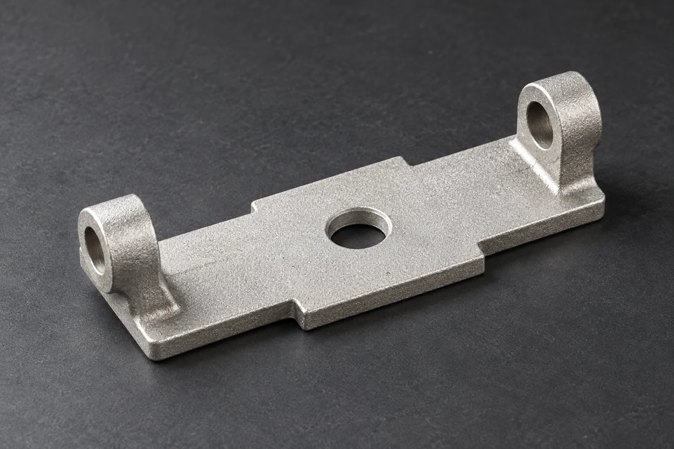 Two-lug support with distinct loaded and fixing regions.