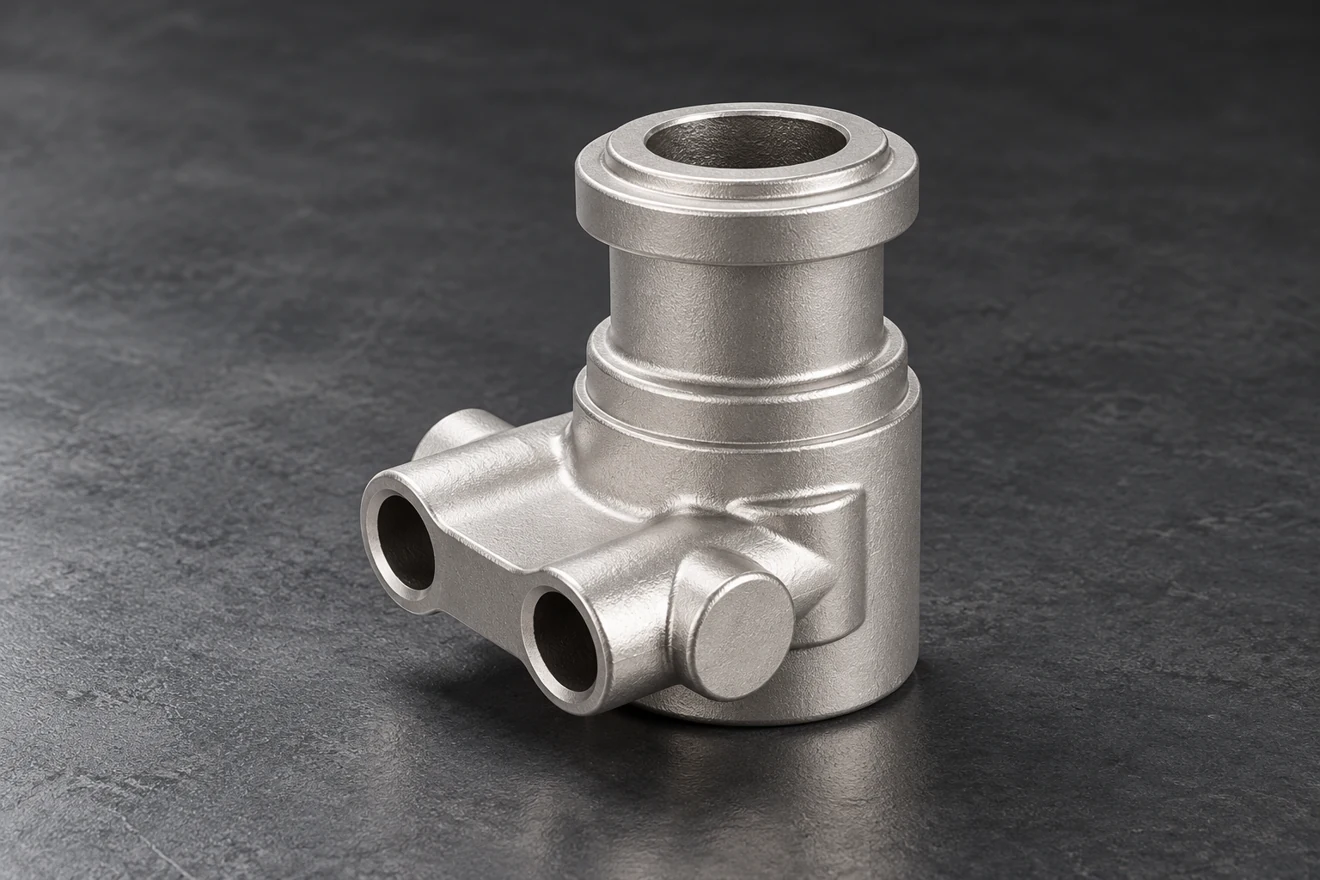 A stepped ported body combines several finished connection regions.