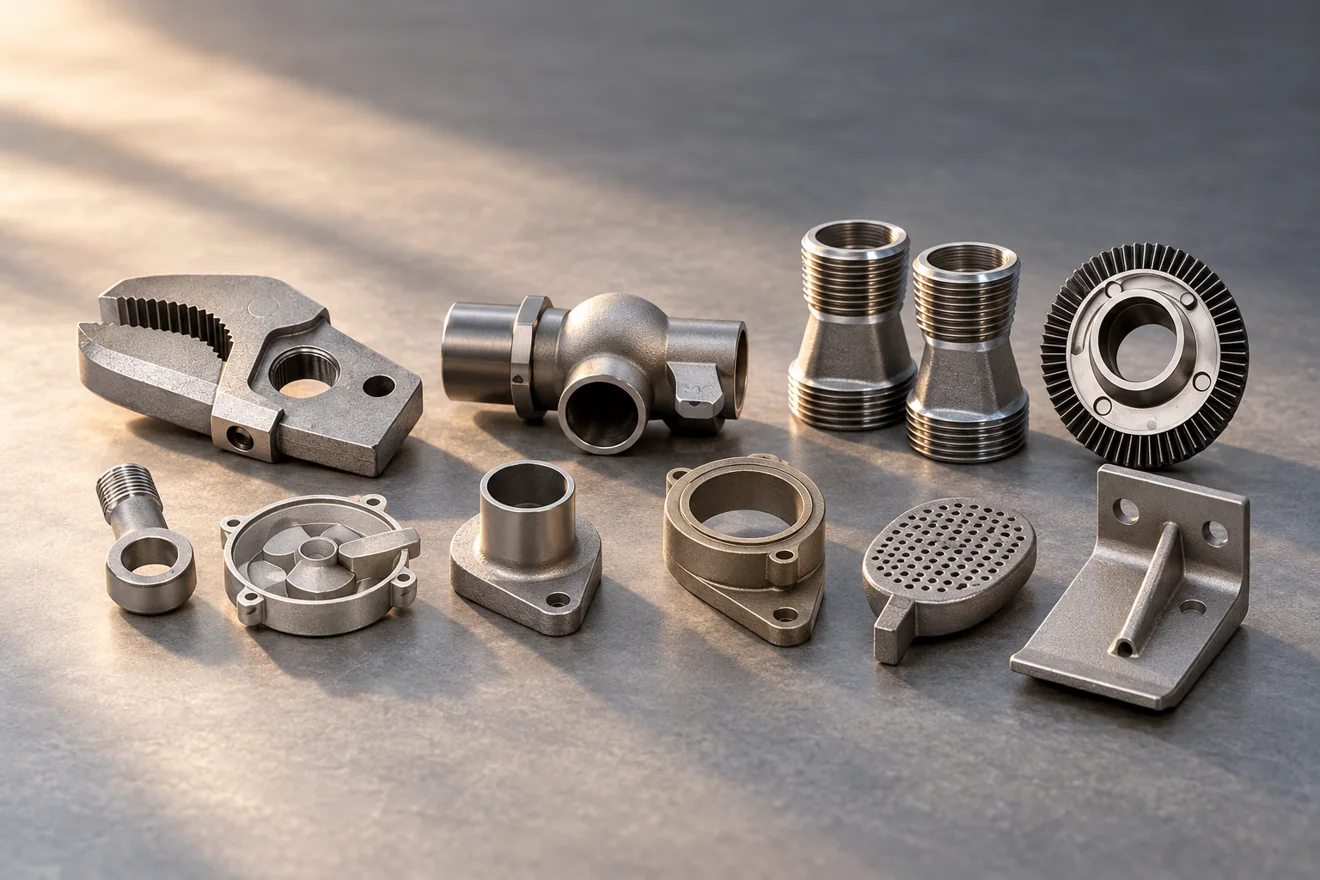 Assorted machined and cast component shapes