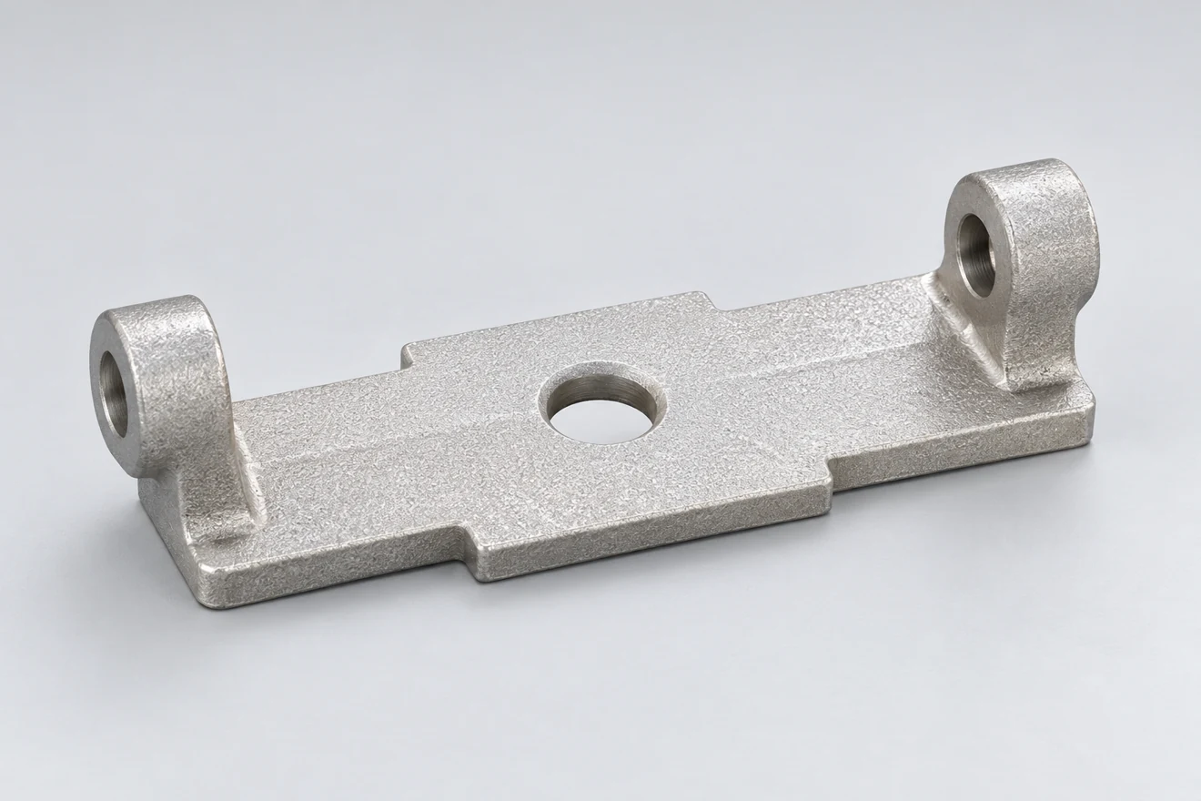two-lug support bracket illustration. A support blank illustrates a different machining-stock requirement.