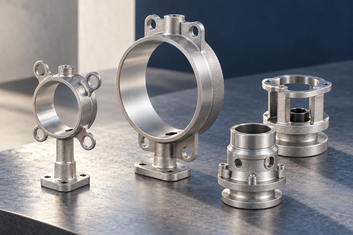 AI detail of catalogue-derived cast and machined interfaces