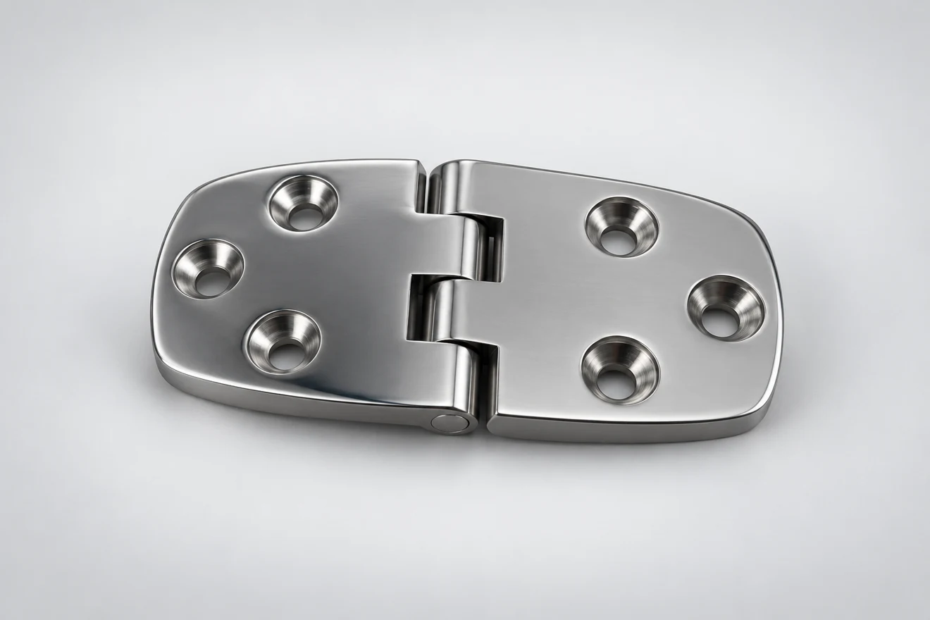 two-leaf hinge illustration. A hinge illustrates a different detailed lost-wax geometry.