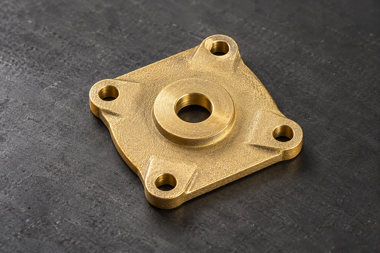 Square mounting flange with its own fixing arrangement.