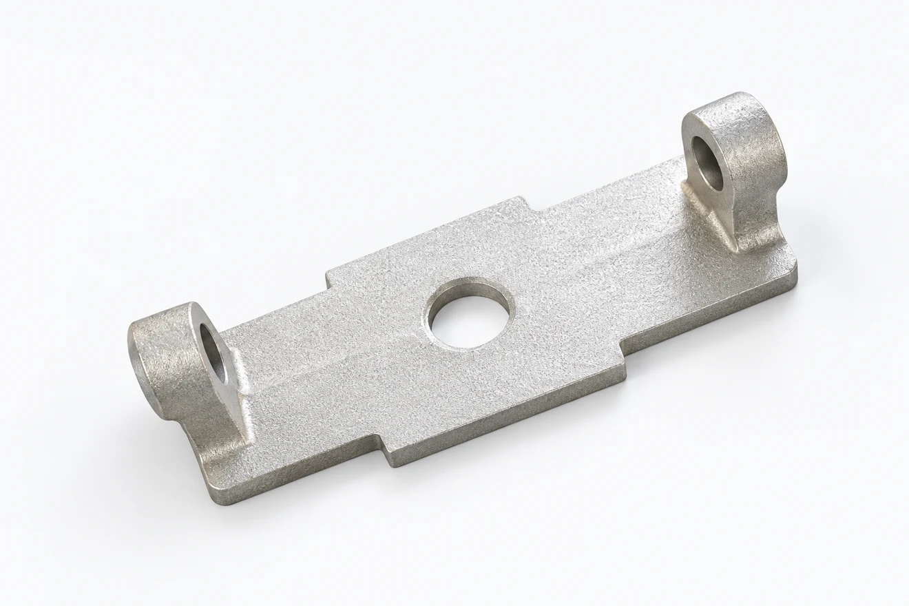 Two-lug support with distinct bore and mounting references.