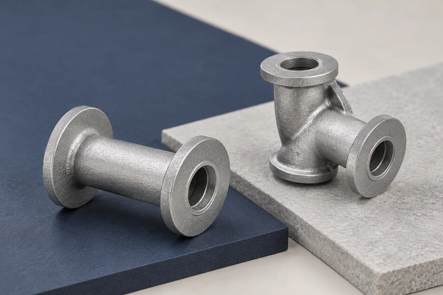 AI illustration of reference fittings separated on neutral sample mats
