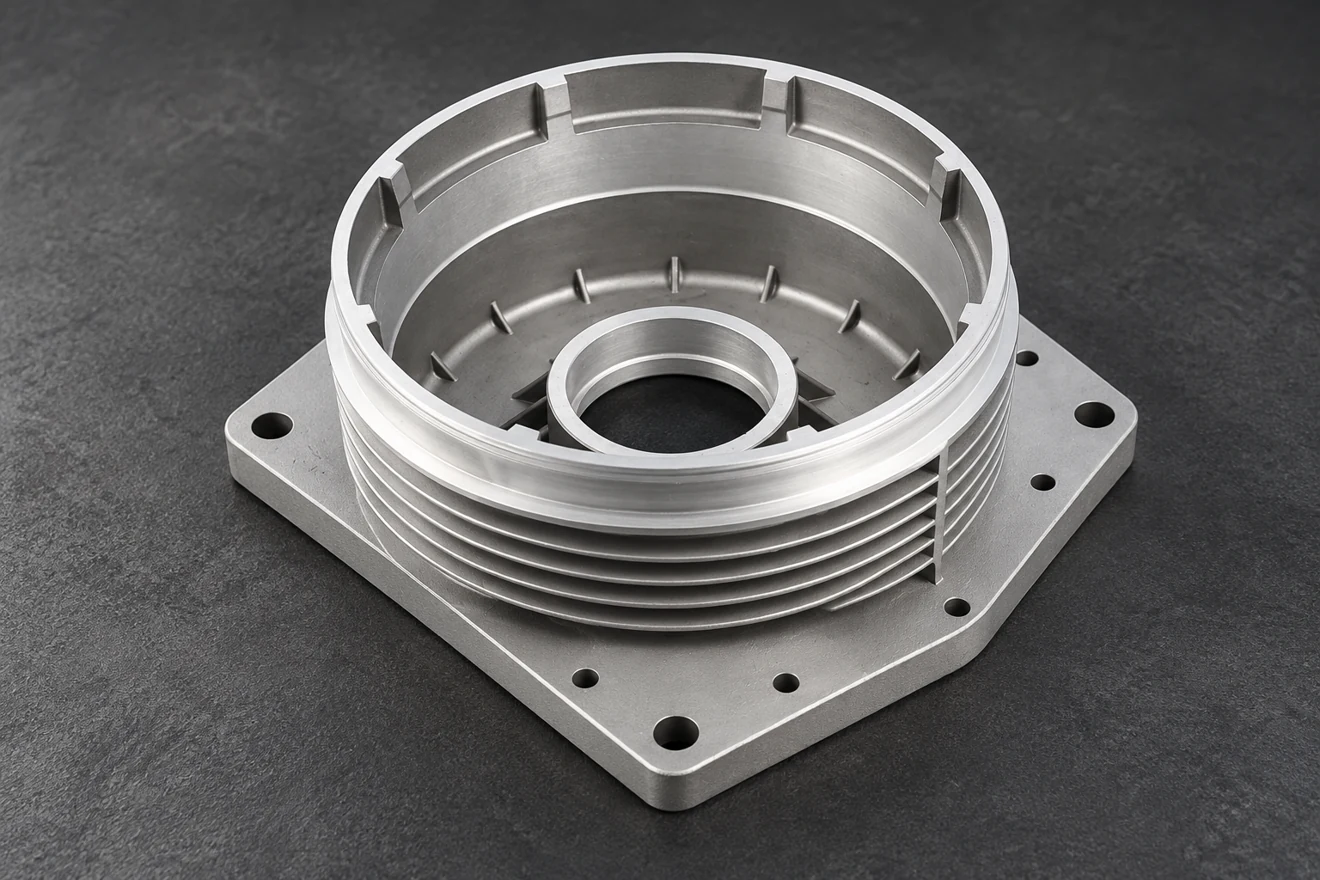ribbed open-cup housing illustration. A separate enclosure geometry illustrates supplied contacts and protection.