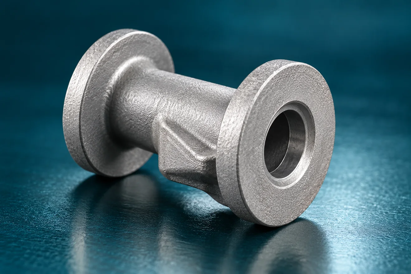Tubular flanged body with two end openings and a branch port