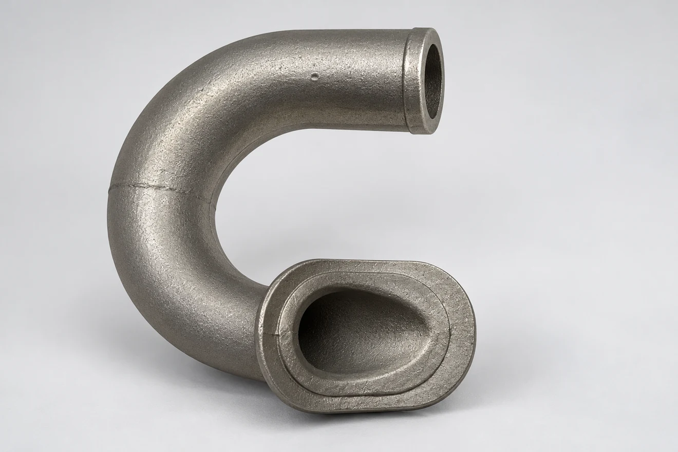 Hollow swept elbow showing a curved internal route.