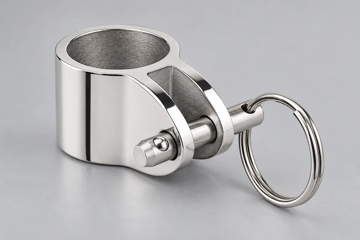 Cylindrical metal collar with side lugs and a transverse pin connection
