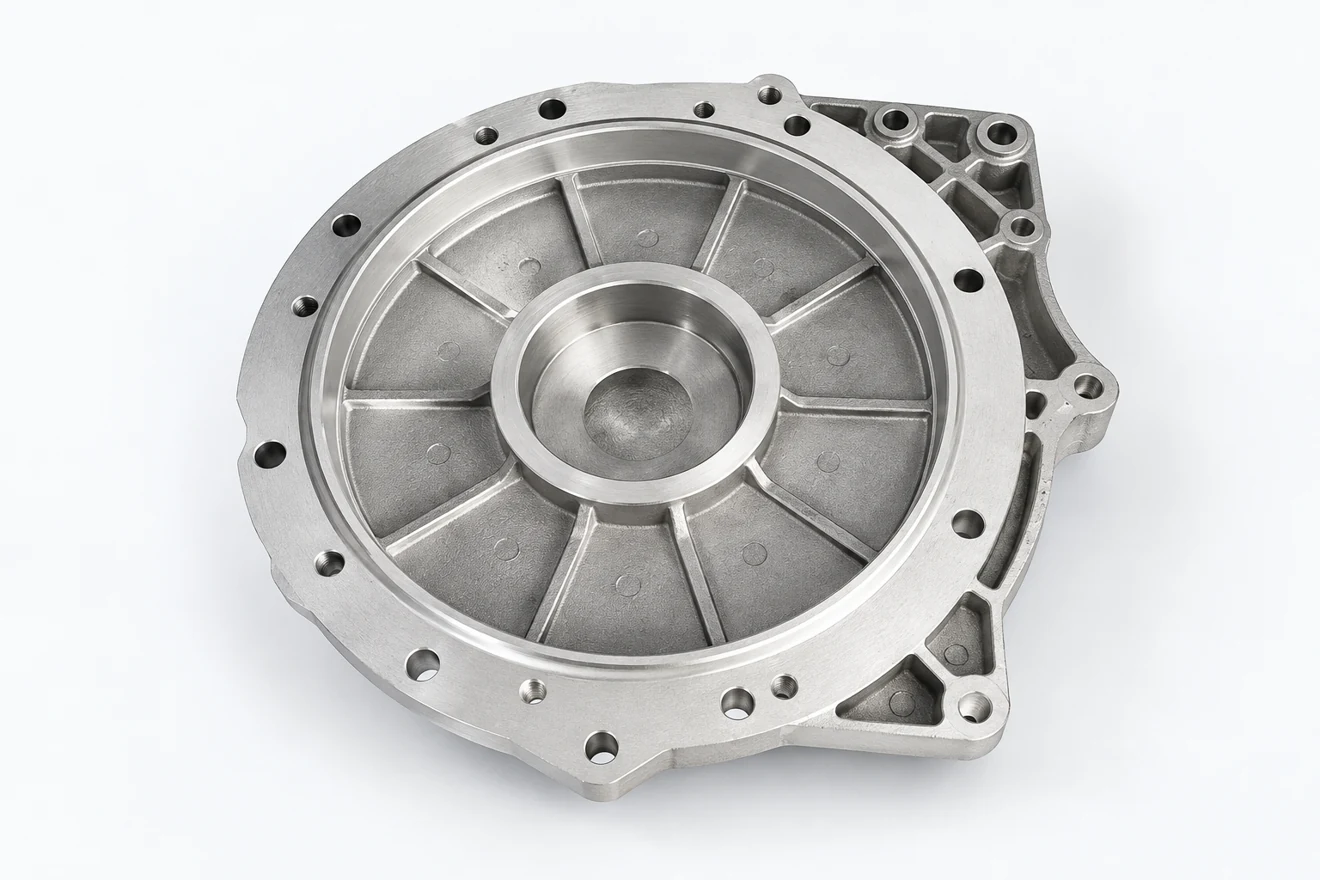 Ribbed circular cover with a central mounting region.