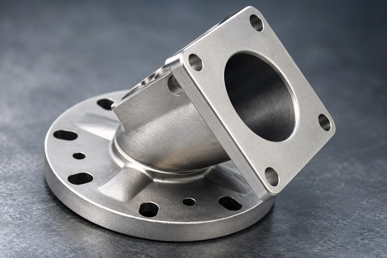 An angled connector links several contact faces within one casting.