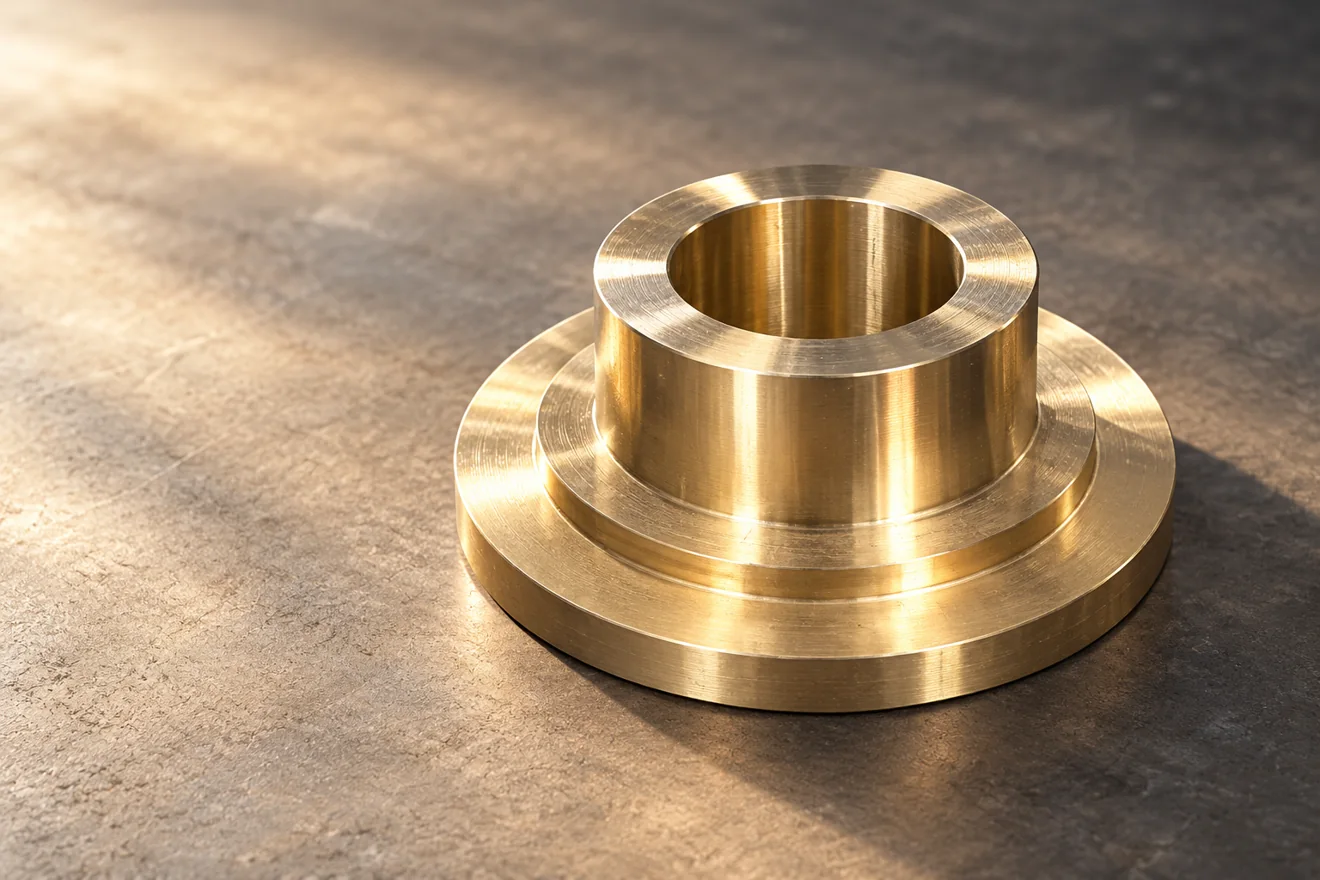 Stepped flange with a central bore and concentric shoulders