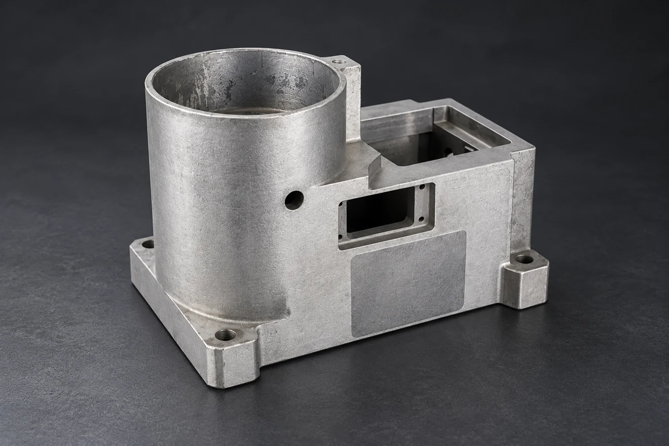 Asymmetric enclosure with its own mounting arrangement.