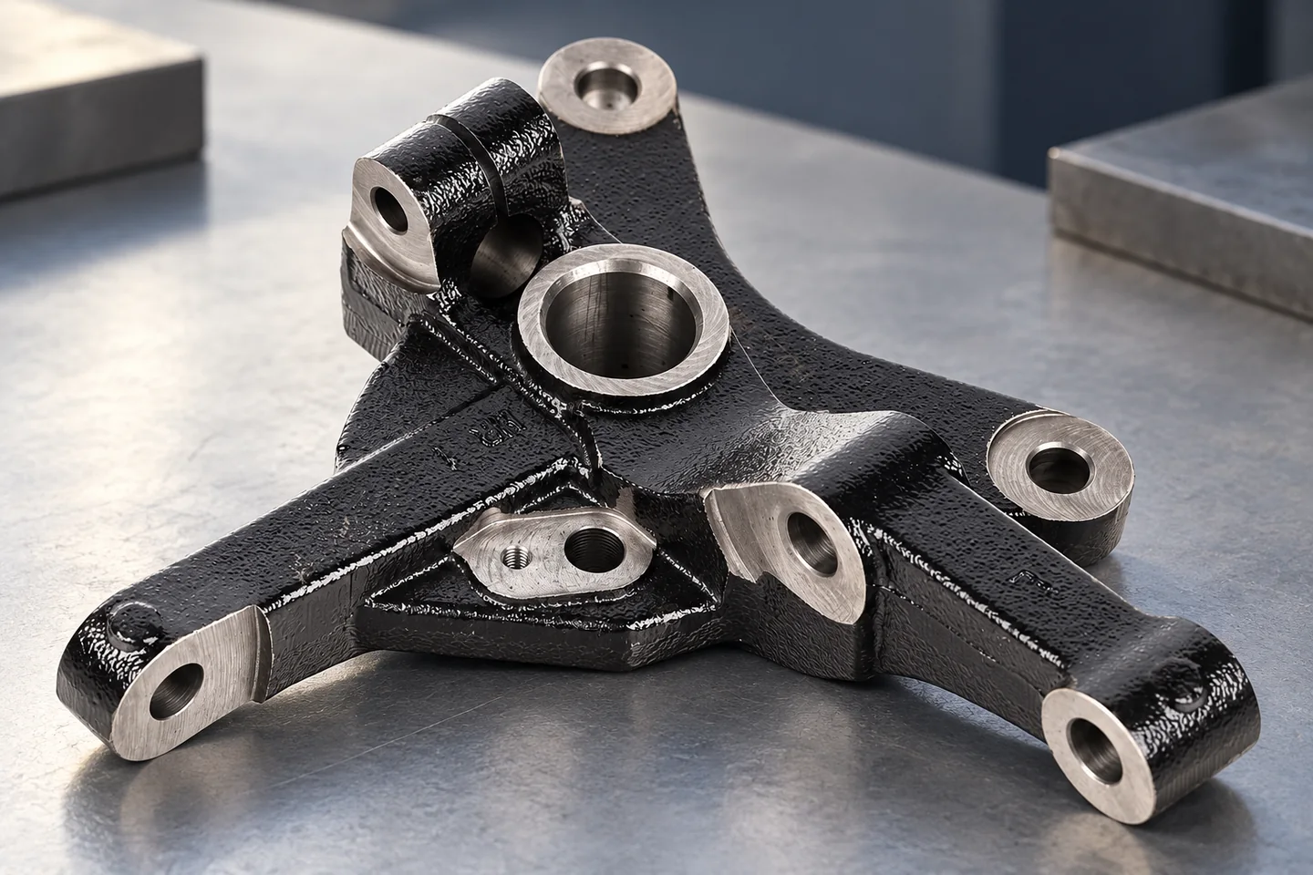 AI detail of a catalogue component's machined bore and textured web