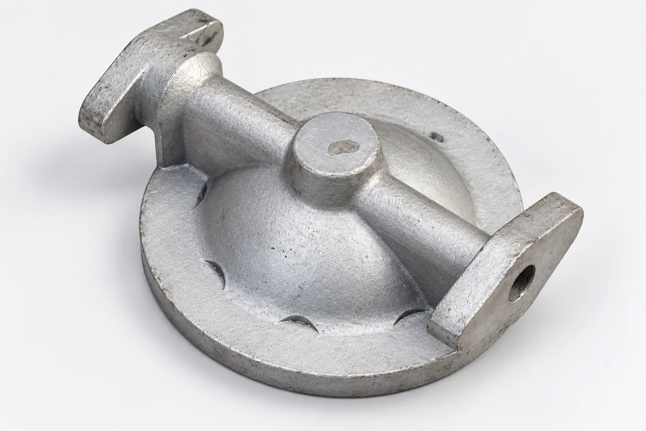 Dish-shaped cover with a rim and central boss.