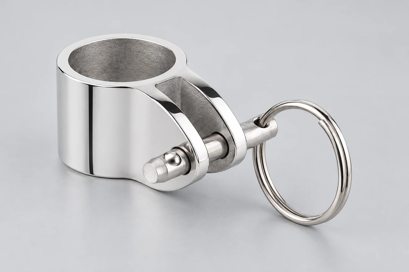 circular strap clamp illustration. A polished clamp is a different appearance and contact-zone example.