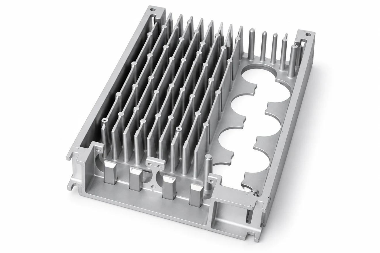 finned-plate geometry reference for cooling clearance and mounting discussion; equipment suitability follows the actual component requirements.