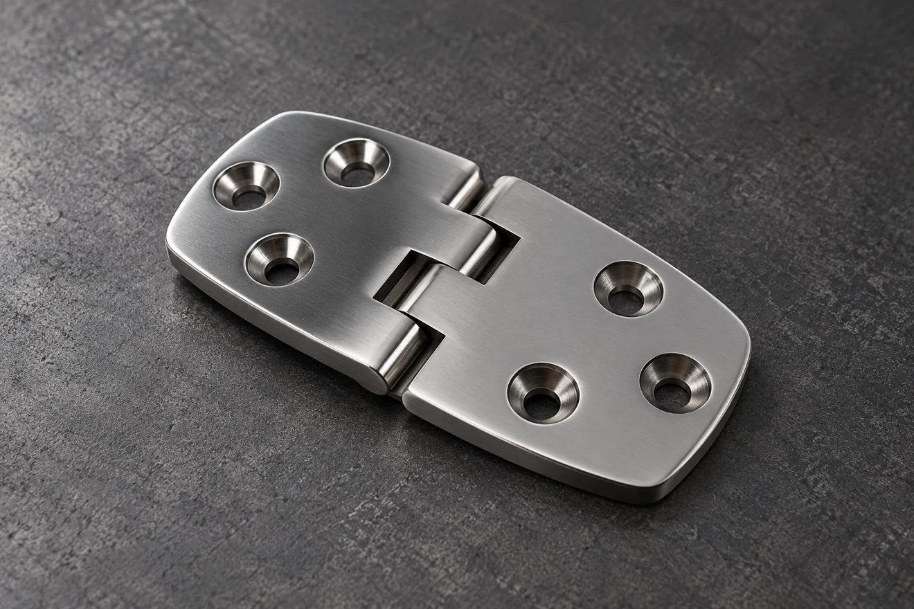 Hinge with distinct pivot and mounting features.