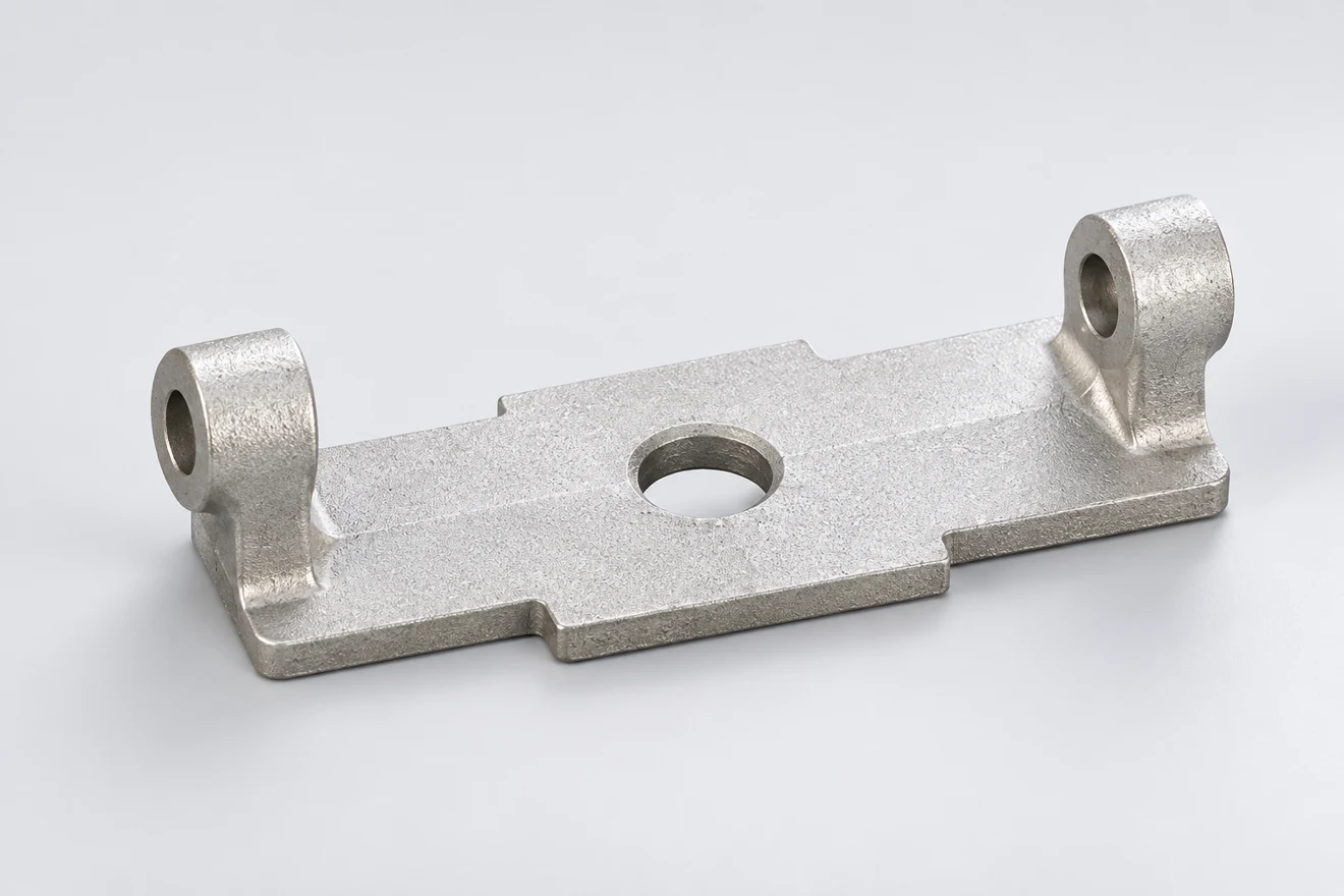 two-lug support bracket illustration. A bracket illustrates key-feature dimensional records on a different component.
