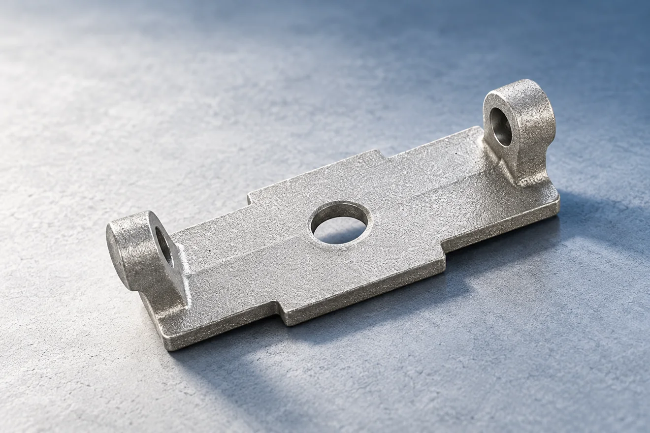 A two-lug support relates its bore positions to a common base.