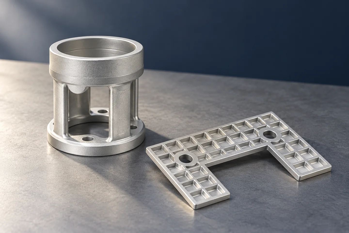 AI illustration of catalogue-derived cylindrical fittings and a ribbed component
