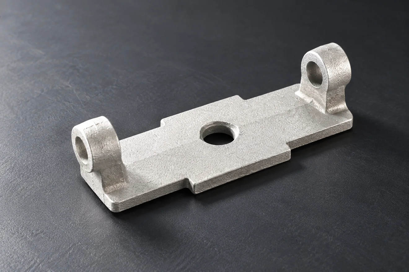 Two-lug support bracket with aligned openings above a mounting base