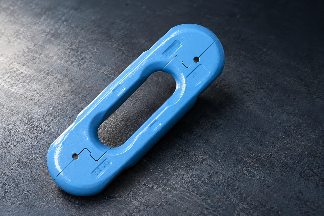 Blue elongated split connector with a defined mating opening