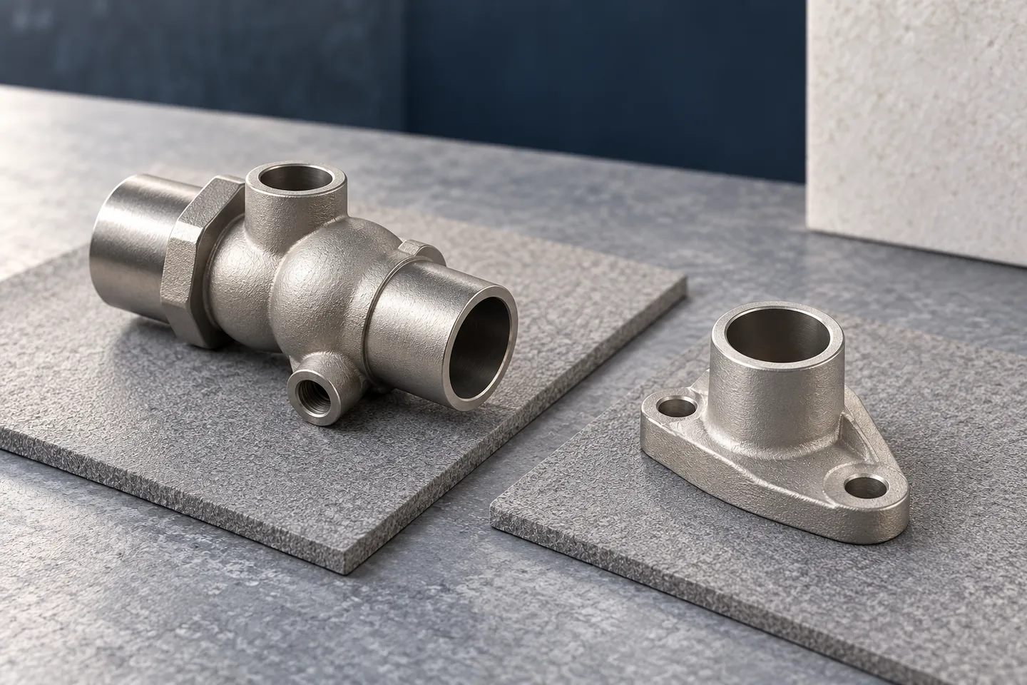AI illustration of reference metal parts on separate sample-review mats