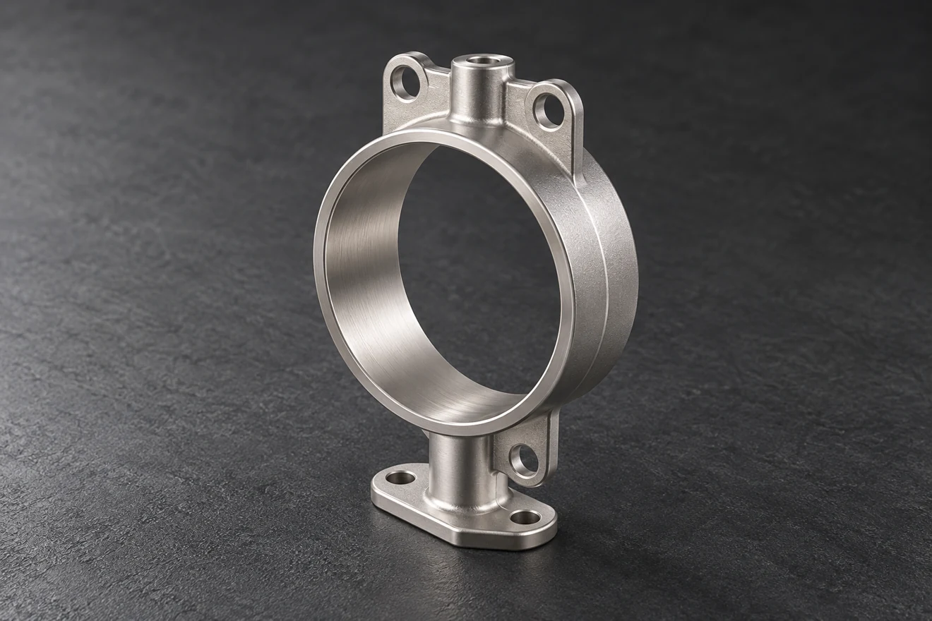 open ring body illustration. An annular hardware body illustrates a different edge and finish-acceptance task.