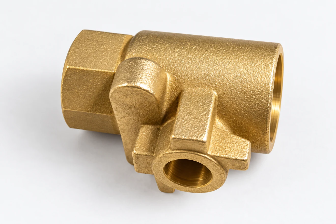 Three-way fitting with separate connection ends.