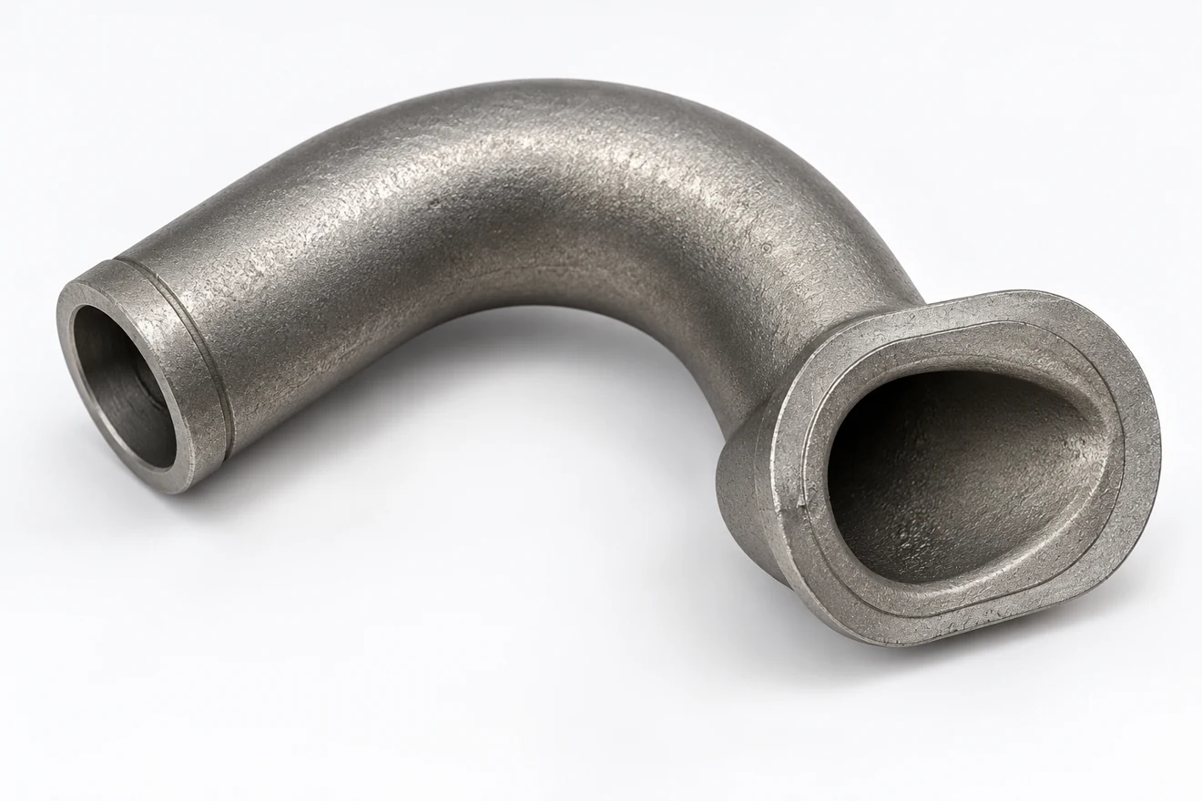 A hollow elbow adds internal access and wall geometry to the review.
