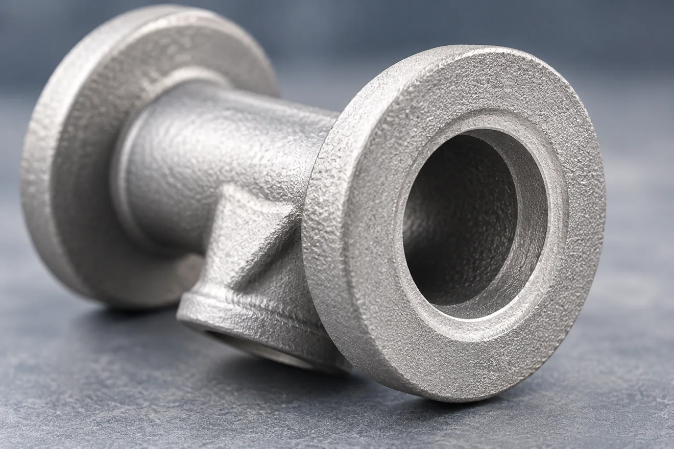 Two-ended flanged body with a connecting passage and side opening