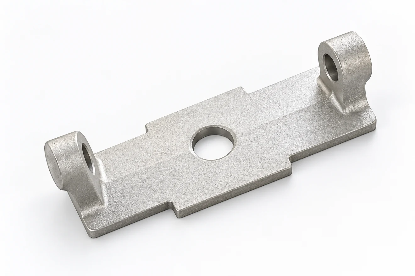two-lug support bracket illustration. A loaded bracket illustrates integrated transitions instead of welded junctions.