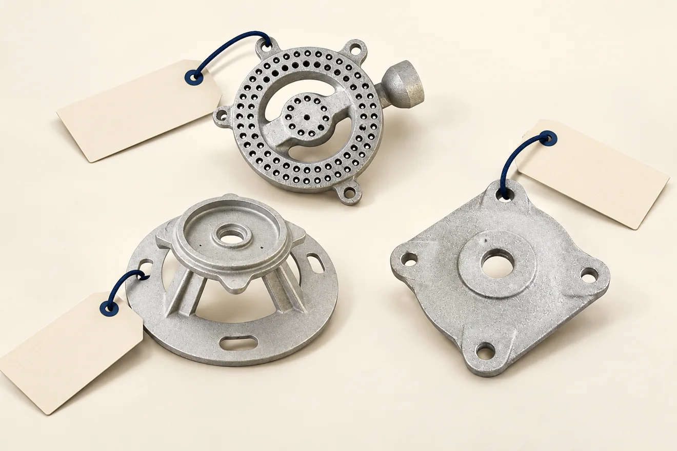 Three different component forms with identification tags