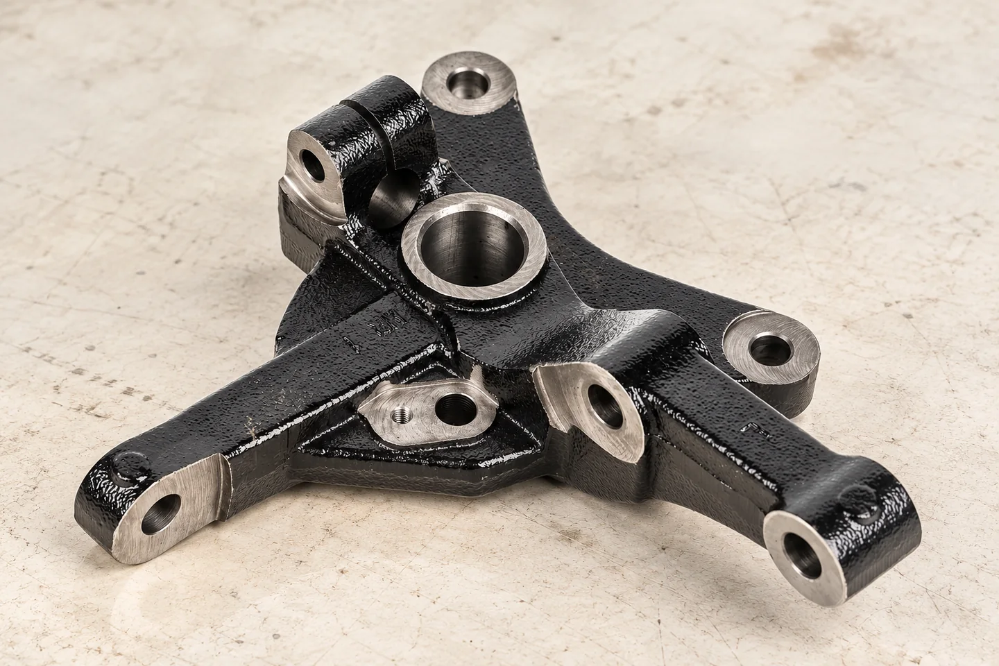 Steering-component form with several attachment contacts.