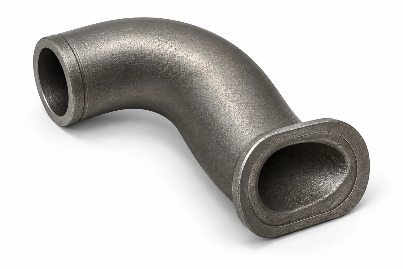 Hollow elbow used to discuss internal access and final interfaces.