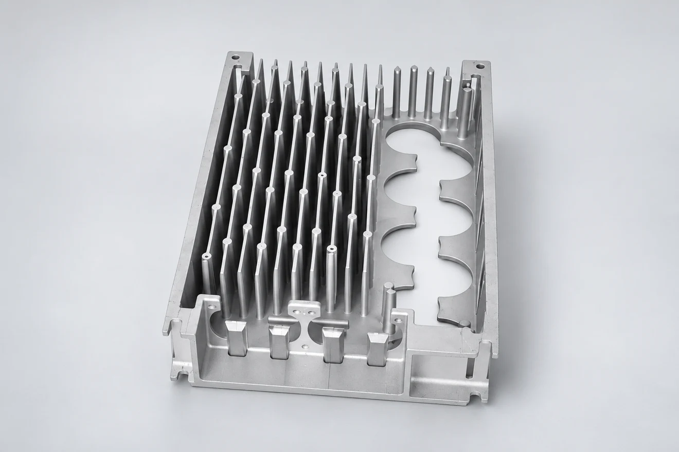 Finned plate with repeated narrow sections.