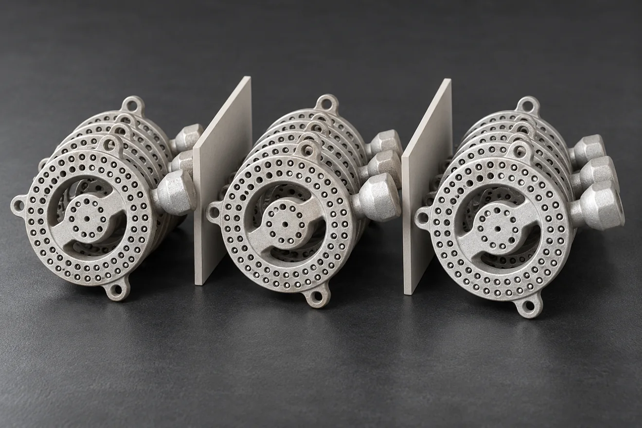 Perforated circular components arranged in separate groups
