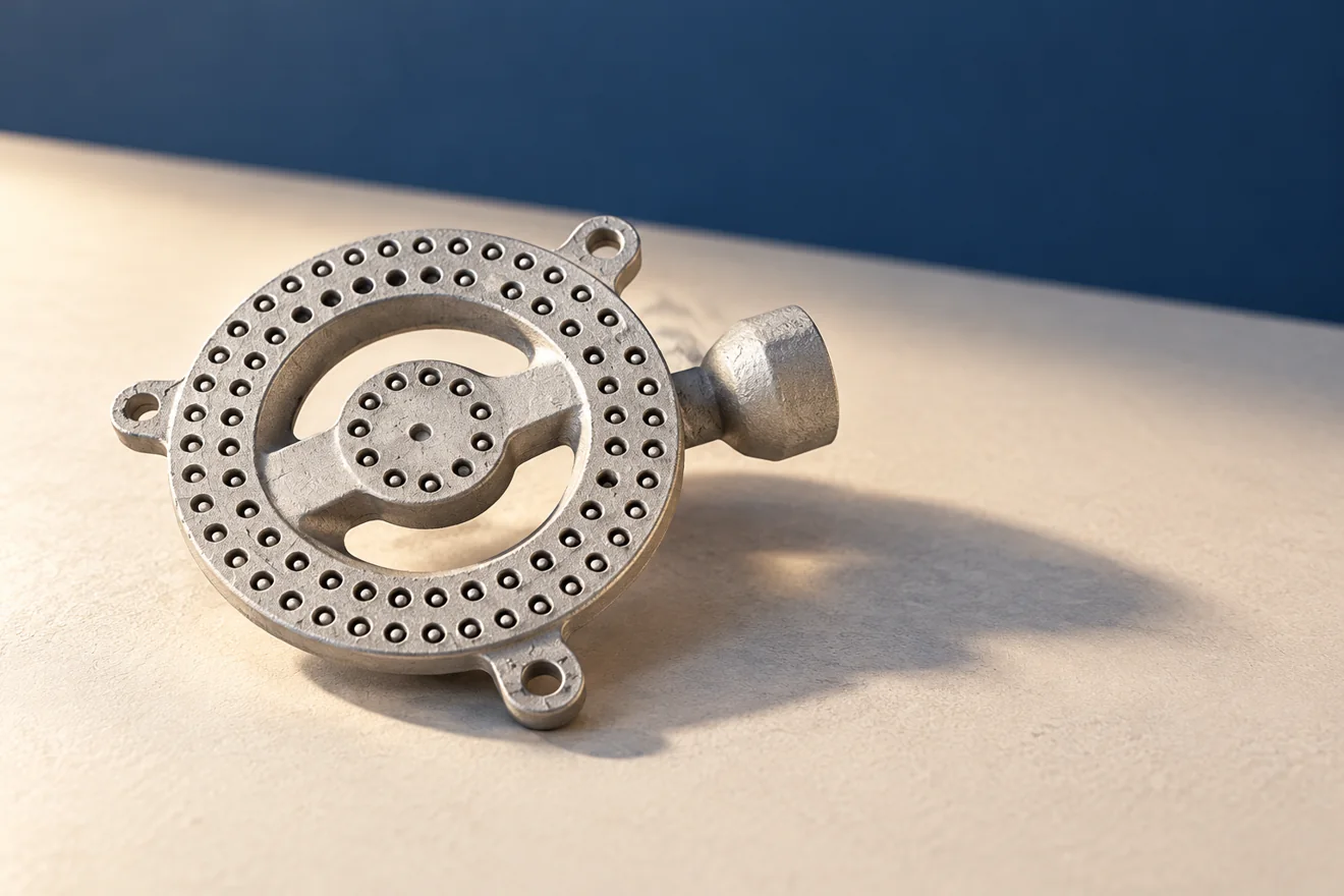 Circular component with a central opening and repeated fixing holes