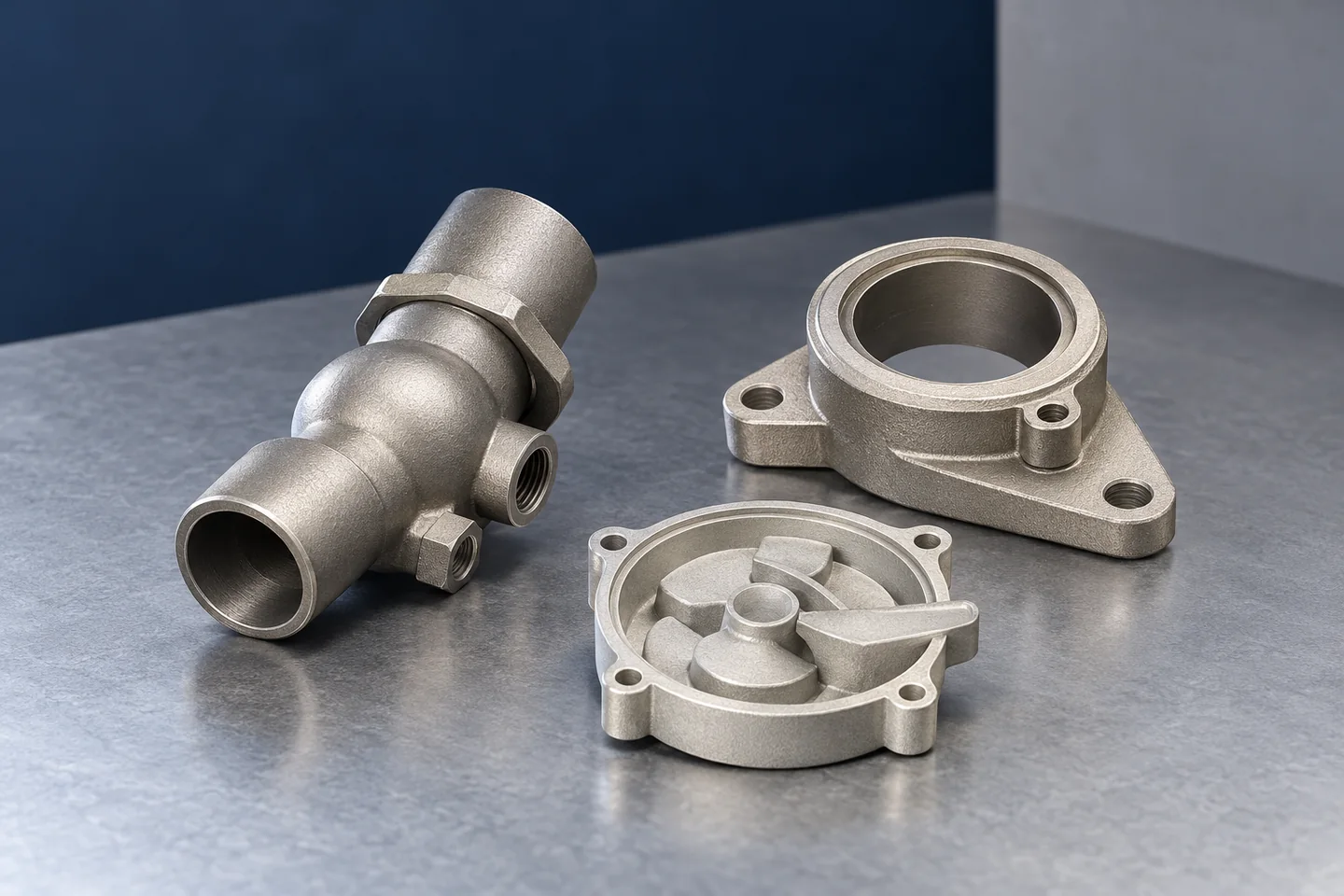 AI illustration of catalogue-derived metal fittings and cast brackets