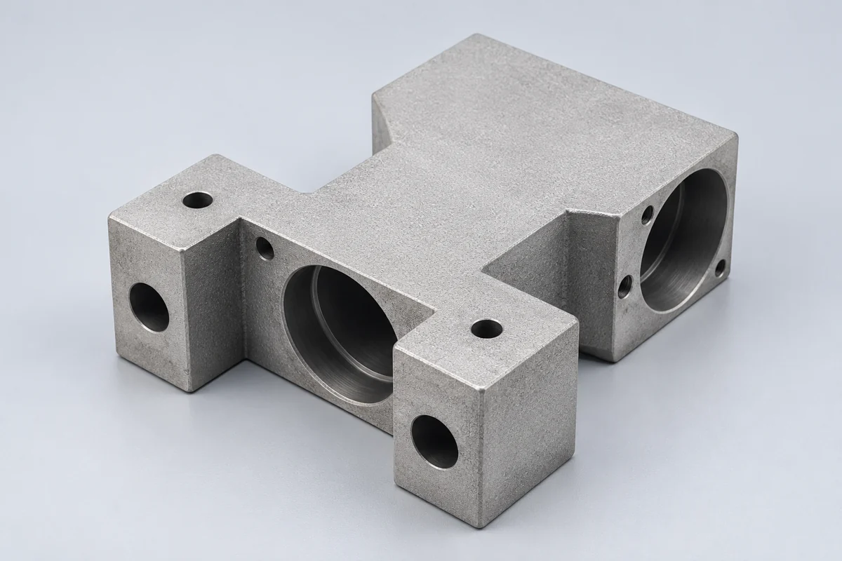 Rectangular block with multiple openings and projecting fixing ears