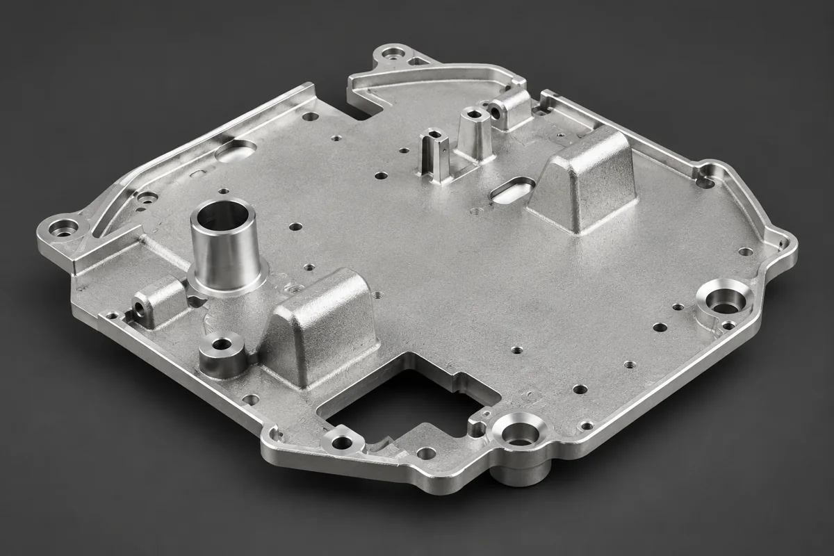 A bossed plate introduces a distinct local machining and section task.