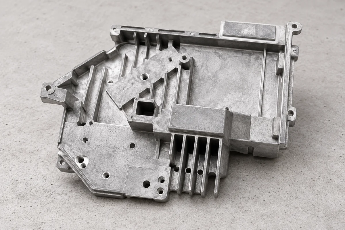A ribbed housing contains several different surface-access regions.
