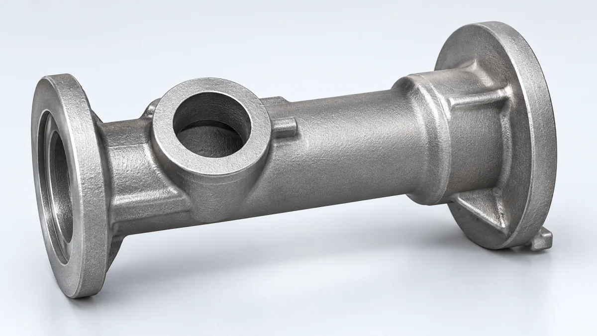 Hollow spool body with two flanges and a side opening
