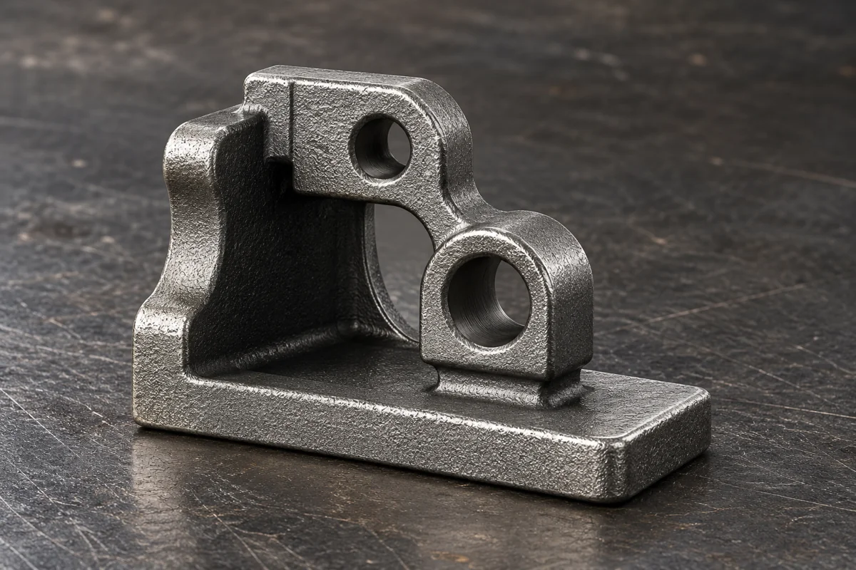 Pivot support with a rectangular mounting foot and raised bored lugs