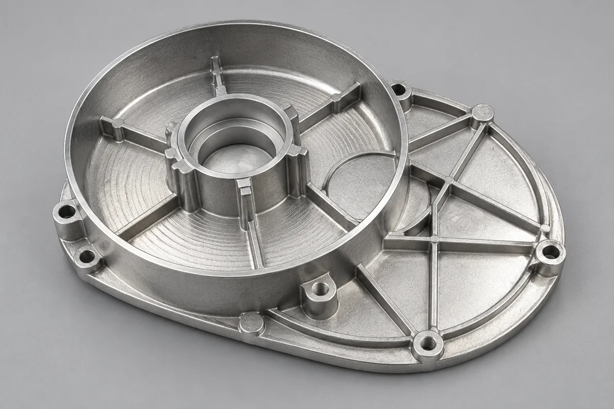 Recessed circular cover with ribs and an angular side region